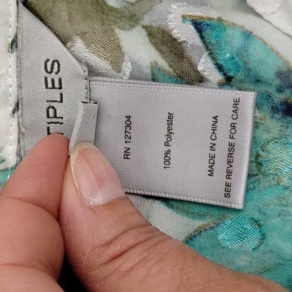 Multiples women's size 1X green navy swiss dot sheer long sleeve button down - Picture 10 of 14